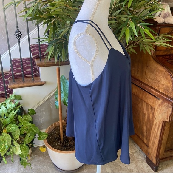 Metaphor Retro Remix Strappy Back Tank Size L Navy Blue Silky Casual Spring Airy - Picture 3 of 7